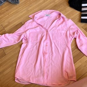 pink express button down